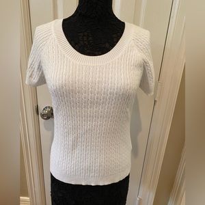 Jeanne Pierre White Ribbed Sweater, Size L